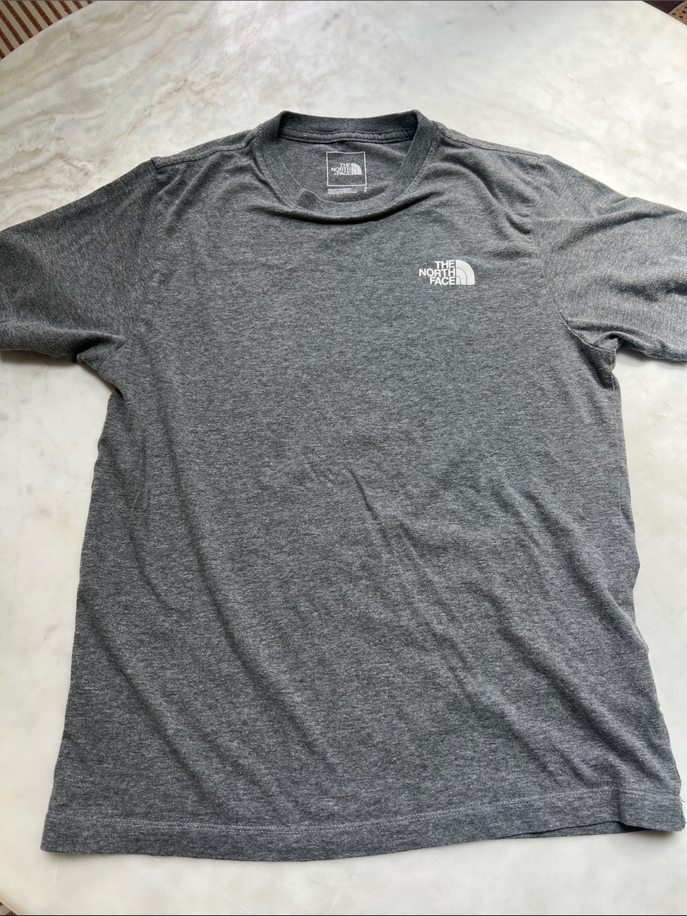 The North Face Men's Short-Sleeve Crew T-Shirt — Heather Gray with White Logo